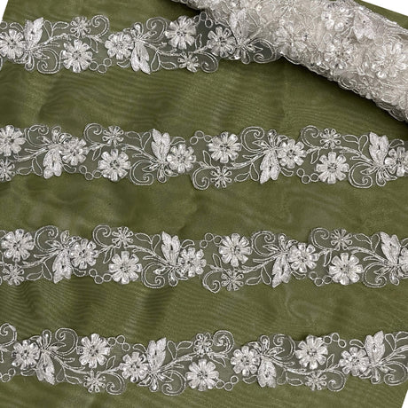 Beaded Corded Lace Trim 2"