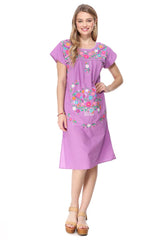 Unik Embroidered Traditional Mexican Dress Cotton Fabric - Detailed Embroidery, Multiple Colors, S-M-L-XL-2XL-3XL (1 Piece)