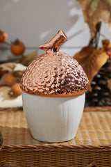 Large Top Ceramic Metallic Acorn Container