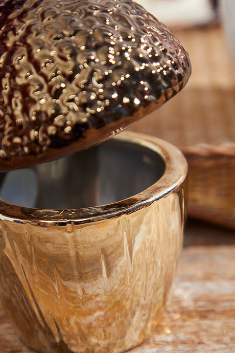 Large Top Ceramic Metallic Acorn Container