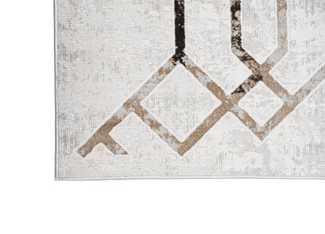 Jade 41 Brown Cream Polyester Viscose Fabric - Brown/Cream, Machine Loom, Made In Turkey, 7' 8" X 10' 5" (1 Piece)
