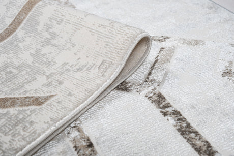 Jade 41 Brown Cream Polyester Viscose Fabric - Brown/Cream, Machine Loom, Made In Turkey, 7' 8" X 10' 5" (1 Piece)