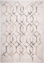 Jade 41 Brown Cream Polyester Viscose Fabric - Brown/Cream, Machine Loom, Made In Turkey, 7' 8" X 10' 5" (1 Piece)