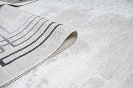 Jade 42 Polyester Shiny Viscose Area Rug - Ivory, D.Grey/Cream, 9' 8" X 13' (1 Unit)