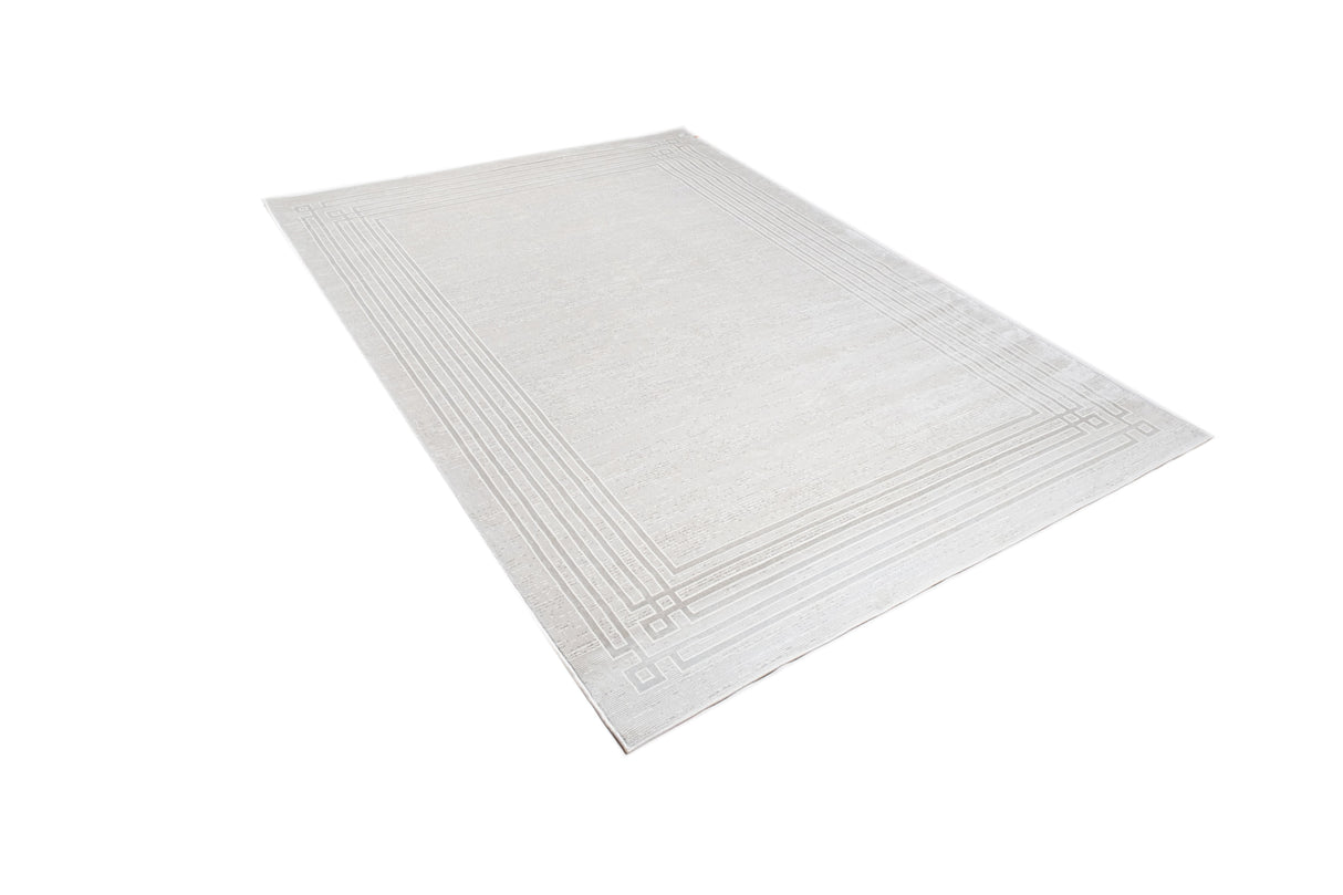 Jade 42 Polyester Shiny Viscose Area Rug - Ivory, D.Grey/Cream, 9' 8" X 13' (1 Unit)