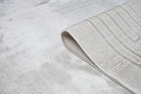 Jade 42 Polyester Shiny Viscose Area Rug - Ivory, D.Grey/Cream, 9' 8" X 13' (1 Unit)