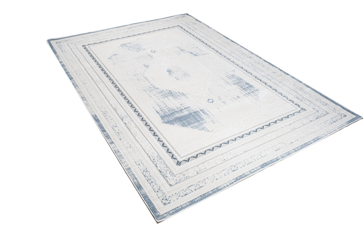 Jade 48 Blue Polyester Viscose Area Rug - Blue, Machine Loom, 7' 8" X 10' 5" (1 Rug)
