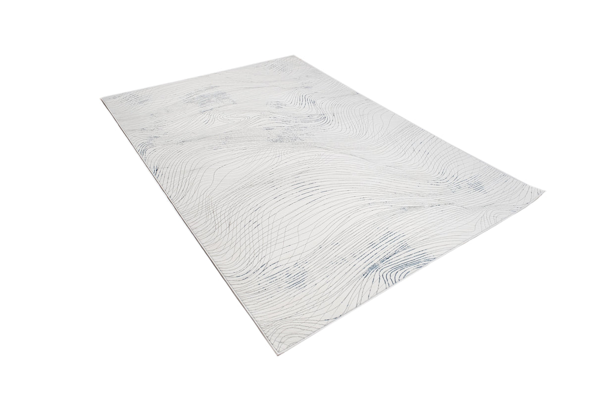 Jade 49 Blue/Cream Polyester Viscose Area Rug - Blue/Cream, 9' 8" X 13' (1 Piece)