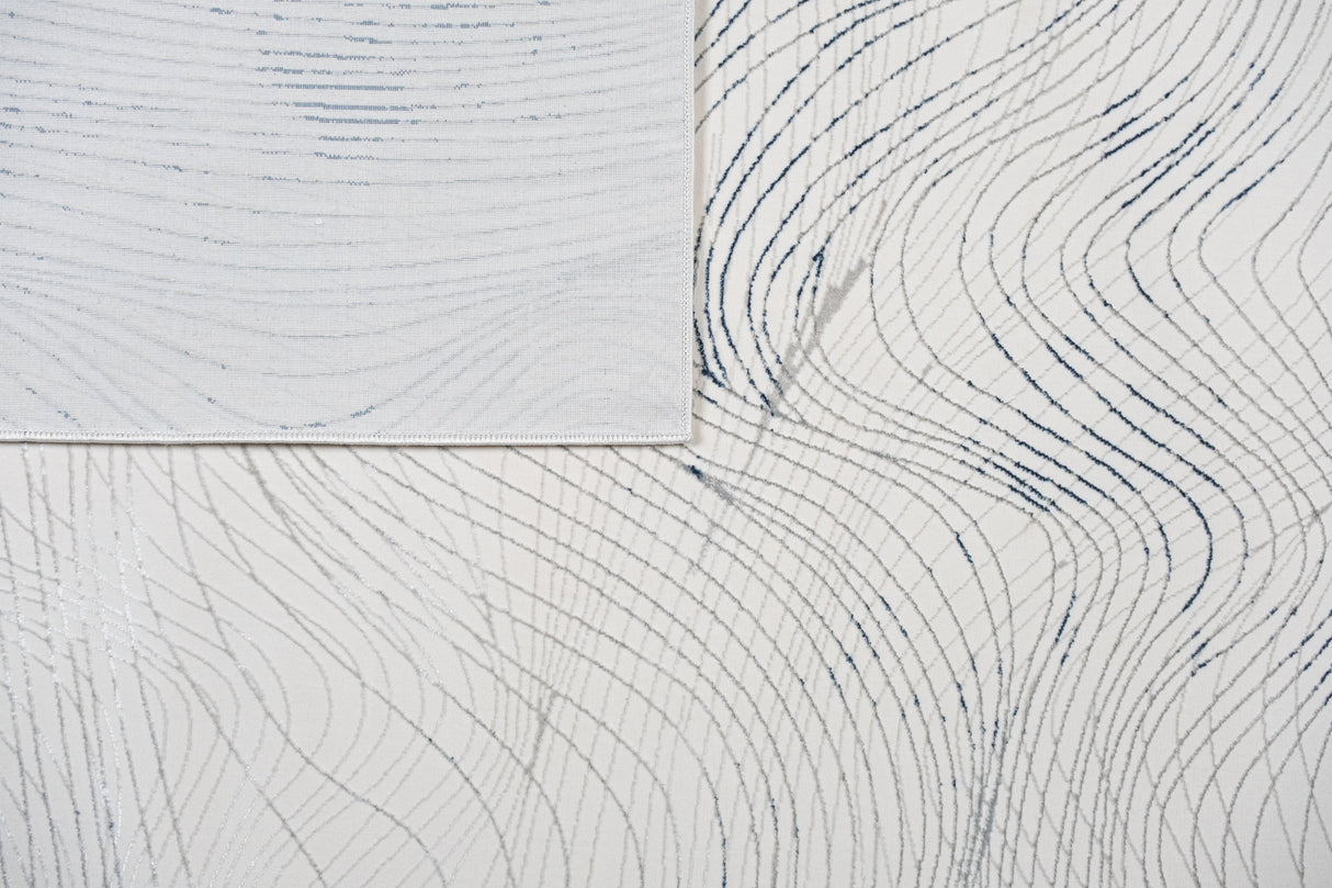 Jade 49 Blue/Cream Polyester Viscose Area Rug - Blue/Cream, 9' 8" X 13' (1 Piece)