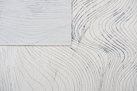 Jade 49 Blue/Cream Polyester Viscose Area Rug - Blue/Cream, 9' 8" X 13' (1 Piece)