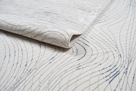 Jade 49 Blue/Cream Polyester Viscose Area Rug - Blue/Cream, 9' 8" X 13' (1 Piece)