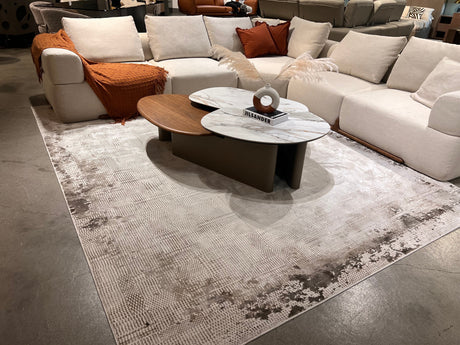 Jade 50 Brown/Cream Area Rug - Brown/Cream, 100% Polyester/Shiny Viscose, Machine Loom, Made In Turkey (9' 8" X 13')