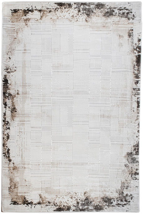 Jade 50 Brown/Cream Area Rug - Brown/Cream, 100% Polyester/Shiny Viscose, Machine Loom, Made In Turkey (9' 8" X 13')
