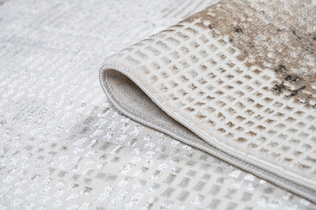 Jade 50 Brown/Cream Area Rug - Brown/Cream, 100% Polyester/Shiny Viscose, Machine Loom, Made In Turkey (9' 8" X 13')