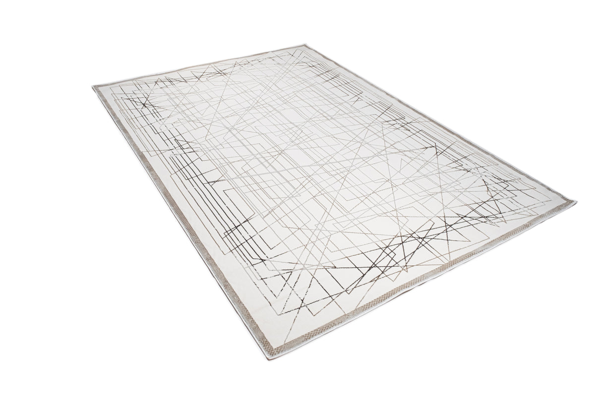 Jade 51 Polyester Viscose Area Rug - Brown/Cream, Machine Loom, Made In Turkey, 9' 8" X 13' (1 Rug)