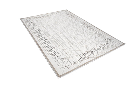 Jade 51 Polyester Viscose Area Rug - Brown/Cream, Machine Loom, Made In Turkey, 9' 8" X 13' (1 Rug)