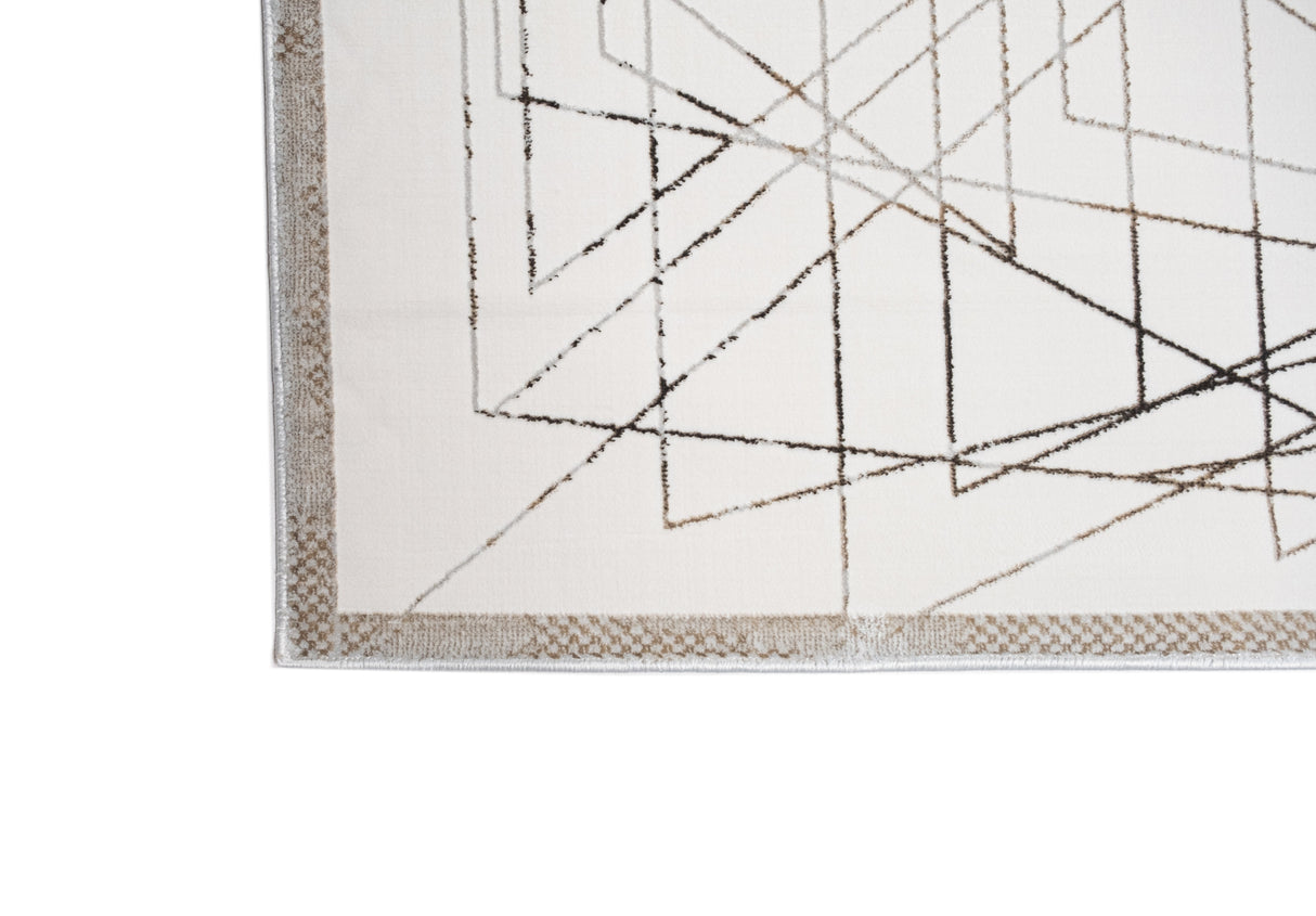 Jade 51 Polyester Viscose Area Rug - Brown/Cream, Machine Loom, Made In Turkey, 9' 8" X 13' (1 Rug)