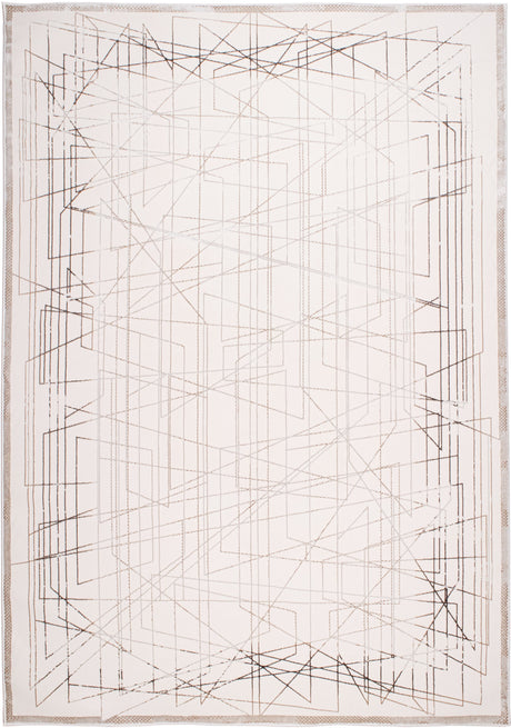 Jade 51 Polyester Viscose Area Rug - Brown/Cream, Machine Loom, Made In Turkey, 9' 8" X 13' (1 Rug)