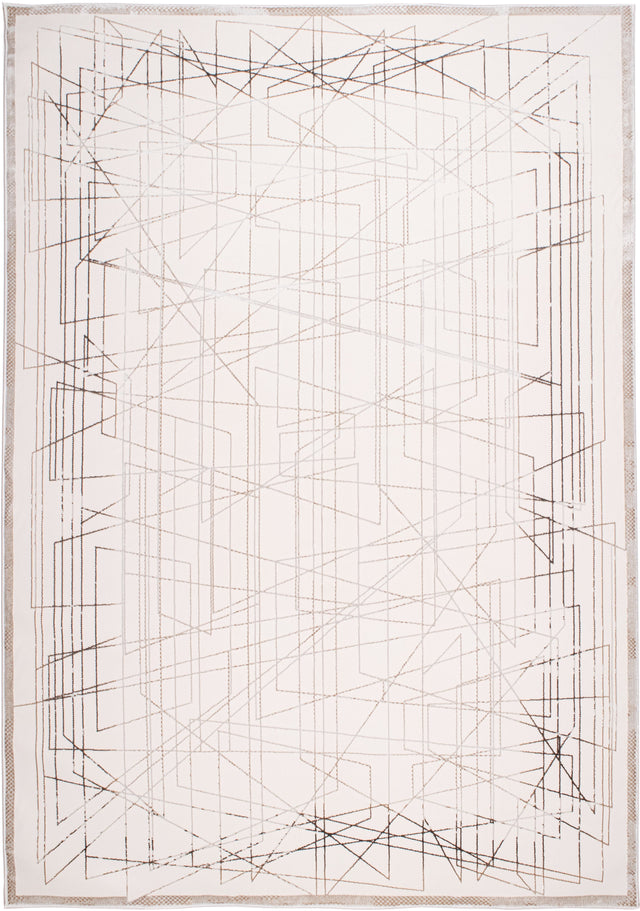 Jade 51 Polyester Viscose Area Rug - Brown/Cream, Machine Loom, Made In Turkey, 9' 8" X 13' (1 Rug)