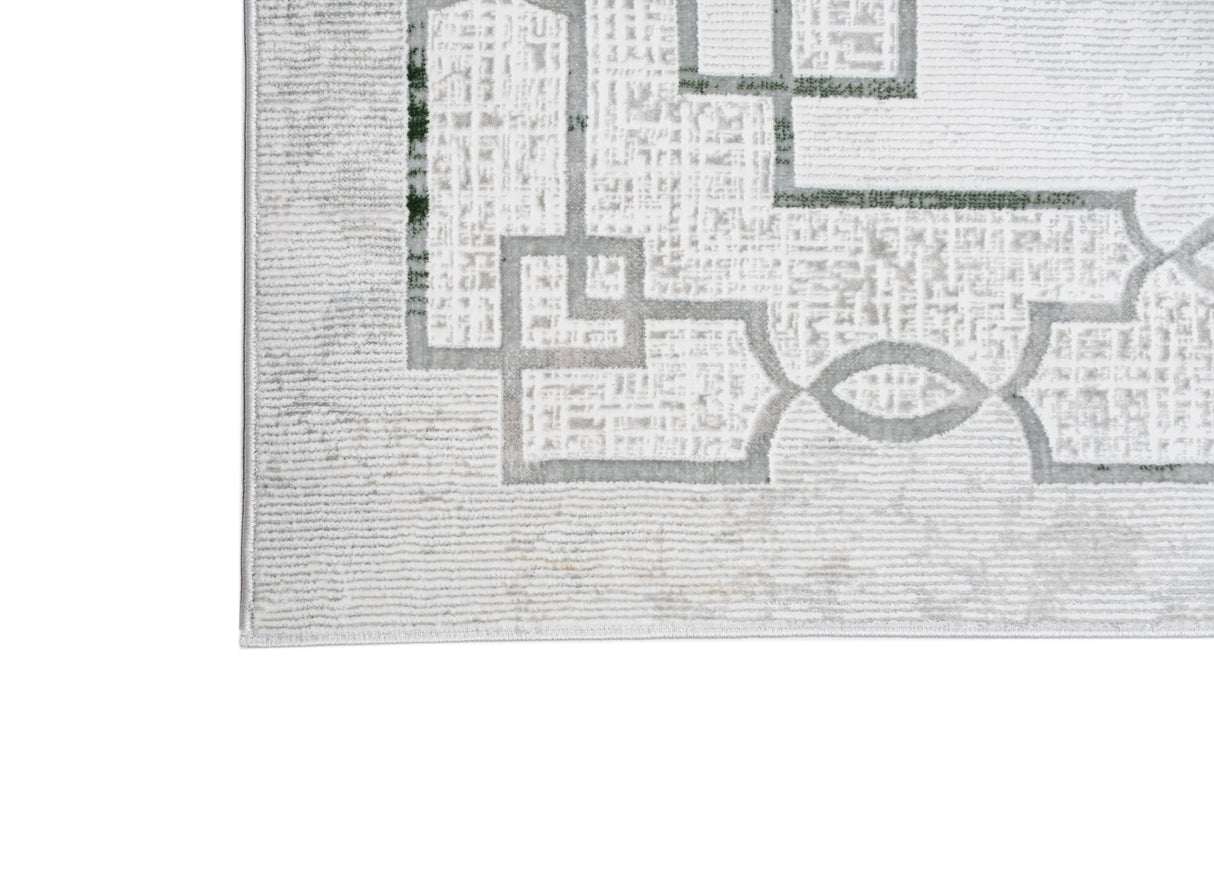 Jade 52 Polyester Shiny Viscose Area Rug - Green/Cream, Machine Loom, Made In Turkey (9' 8" X 13')