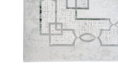 Jade 52 Polyester Shiny Viscose Area Rug - Green/Cream, Machine Loom, Made In Turkey (9' 8" X 13')