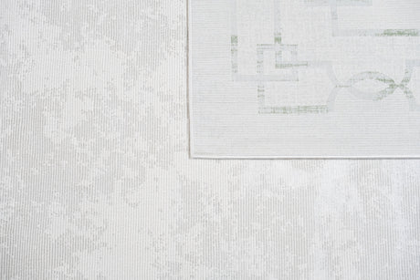 Jade 52 Polyester Shiny Viscose Area Rug - Green/Cream, Machine Loom, Made In Turkey (9' 8" X 13')