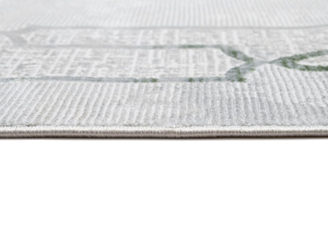 Jade 52 Polyester Shiny Viscose Area Rug - Green/Cream, Machine Loom, Made In Turkey (9' 8" X 13')