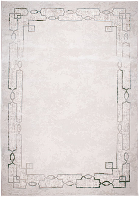 Jade 52 Polyester Shiny Viscose Area Rug - Green/Cream, Machine Loom, Made In Turkey (9' 8" X 13')
