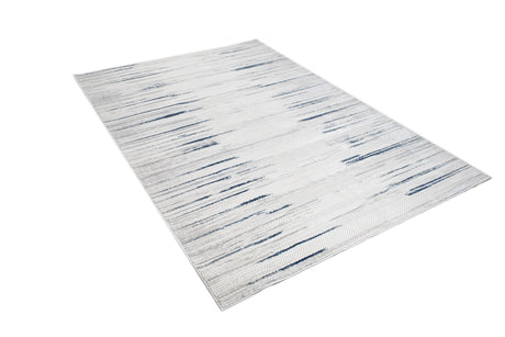 Jade 53 Blue/Cream Polyester Viscose Area Rug - Blue/Cream, Machine Loom, Made In Turkey (1 Piece)