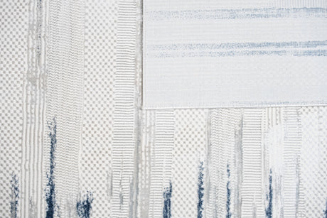 Jade 53 Blue/Cream Polyester Viscose Area Rug - Blue/Cream, Machine Loom, Made In Turkey (1 Piece)
