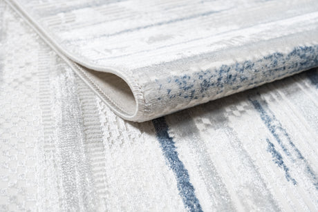 Jade 53 Blue/Cream Polyester Viscose Area Rug - Blue/Cream, Machine Loom, Made In Turkey (1 Piece)