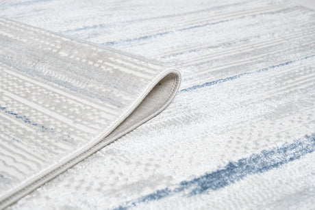 Jade 53 Blue/Cream Polyester Viscose Area Rug - Blue/Cream, Machine Loom, Made In Turkey (1 Piece)