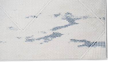 Jade 55 Area Rug - Blue/Cream, 100% Polyester/Shiny Viscose, Machine Loom, Made In Turkey (9' 8" X 13')