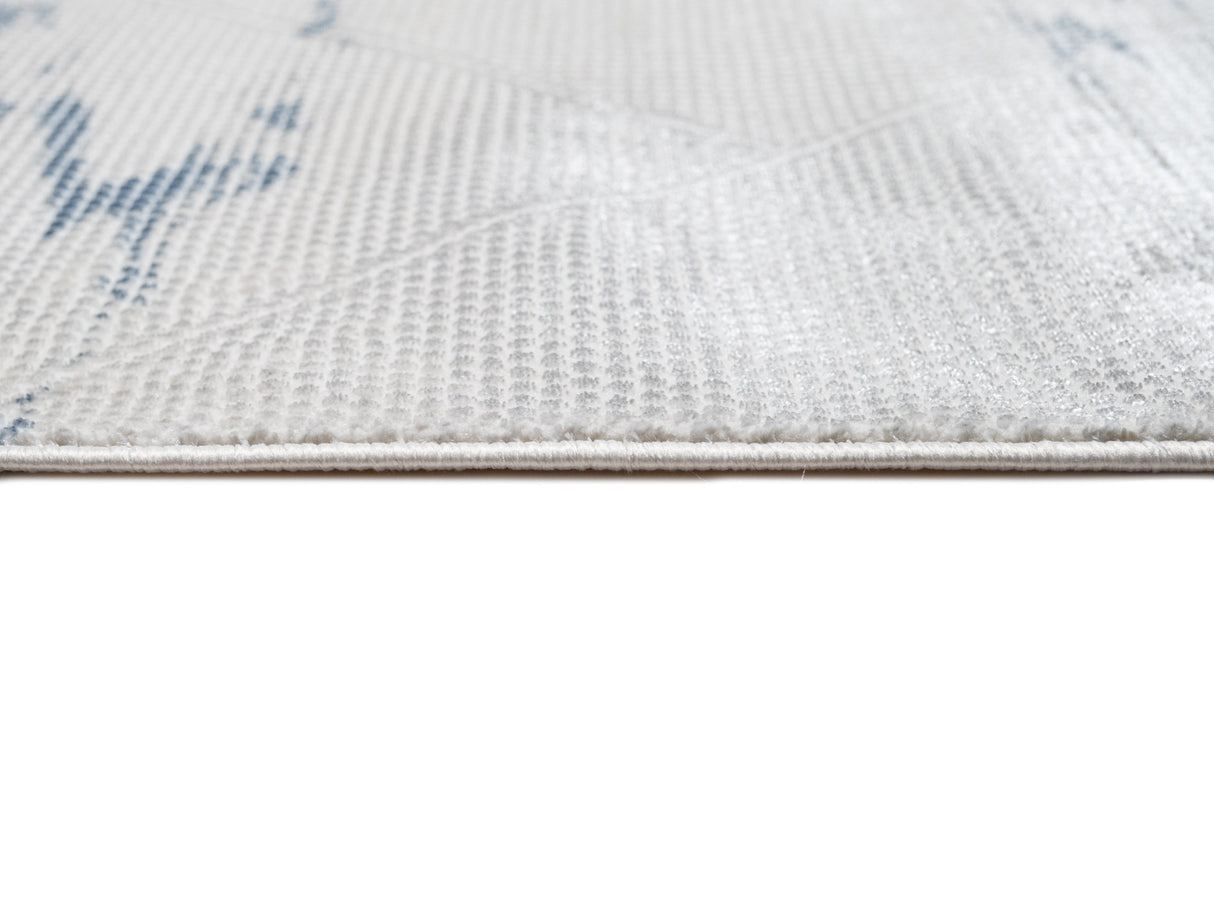 Jade 55 Area Rug - Blue/Cream, 100% Polyester/Shiny Viscose, Machine Loom, Made In Turkey (9' 8" X 13')