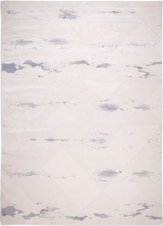 Jade 55 Area Rug - Blue/Cream, 100% Polyester/Shiny Viscose, Machine Loom, Made In Turkey (9' 8" X 13')