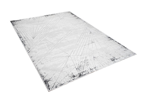 Jade 56 Area Rug - Dark Grey/Cream, 100% Polyester/Shiny Viscose, Machine Loom, Made In Turkey (9' 8" X 13')