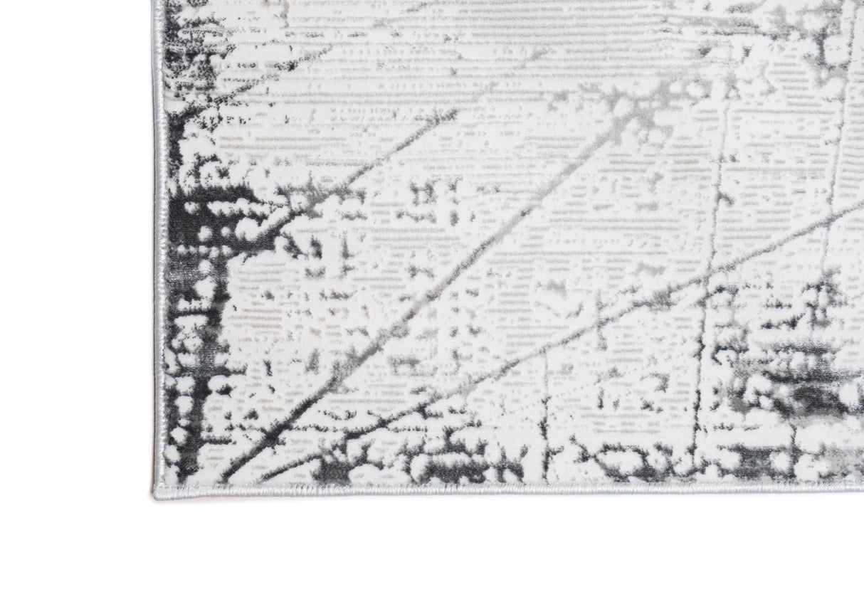 Jade 56 Area Rug - Dark Grey/Cream, 100% Polyester/Shiny Viscose, Machine Loom, Made In Turkey (9' 8" X 13')