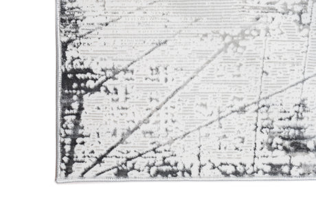 Jade 56 Area Rug - Dark Grey/Cream, 100% Polyester/Shiny Viscose, Machine Loom, Made In Turkey (9' 8" X 13')