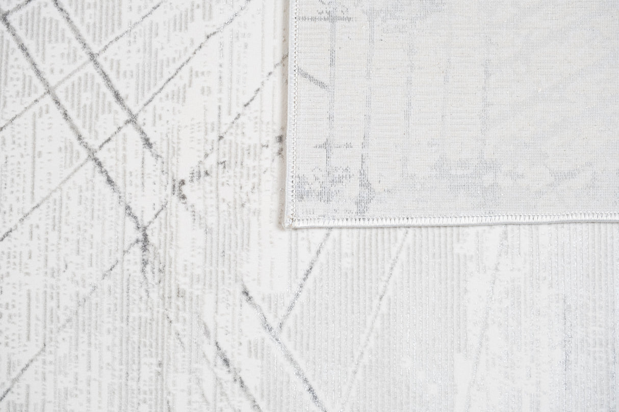 Jade 56 Area Rug - Dark Grey/Cream, 100% Polyester/Shiny Viscose, Machine Loom, Made In Turkey (9' 8" X 13')