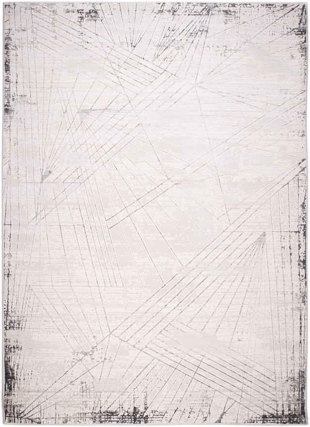 Jade 56 Area Rug - Dark Grey/Cream, 100% Polyester/Shiny Viscose, Machine Loom, Made In Turkey (9' 8" X 13')