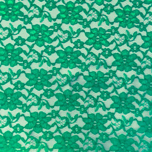Kelly Green Raschel Lace Fabric,