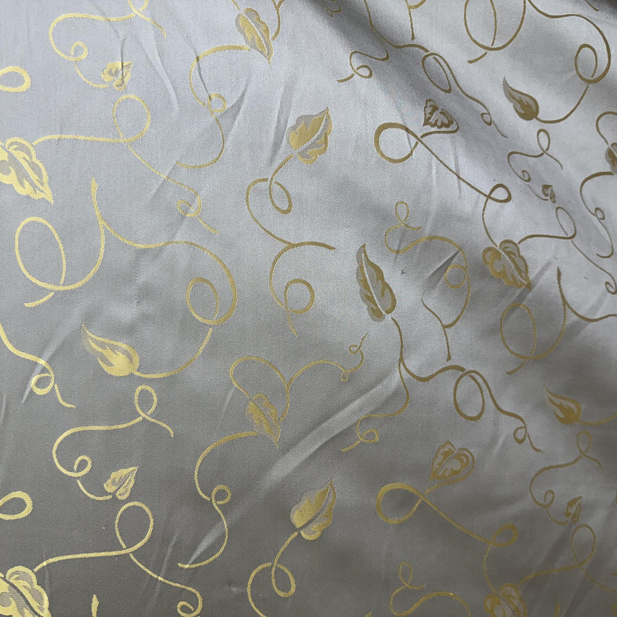 Jaipur Silk Fabric - Metallic Base Abstract Leaves, 54" Width (1 Yard)