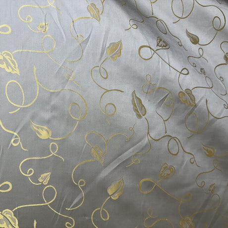 Jaipur Silk Fabric - Metallic Base Abstract Leaves, 54" Width (1 Yard)