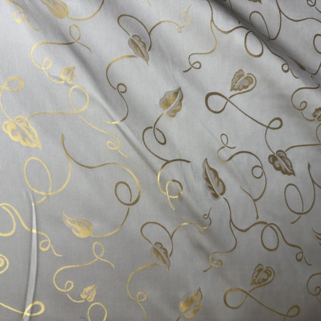 Jaipur Silk Fabric - Metallic Base Abstract Leaves, 54" Width (1 Yard)