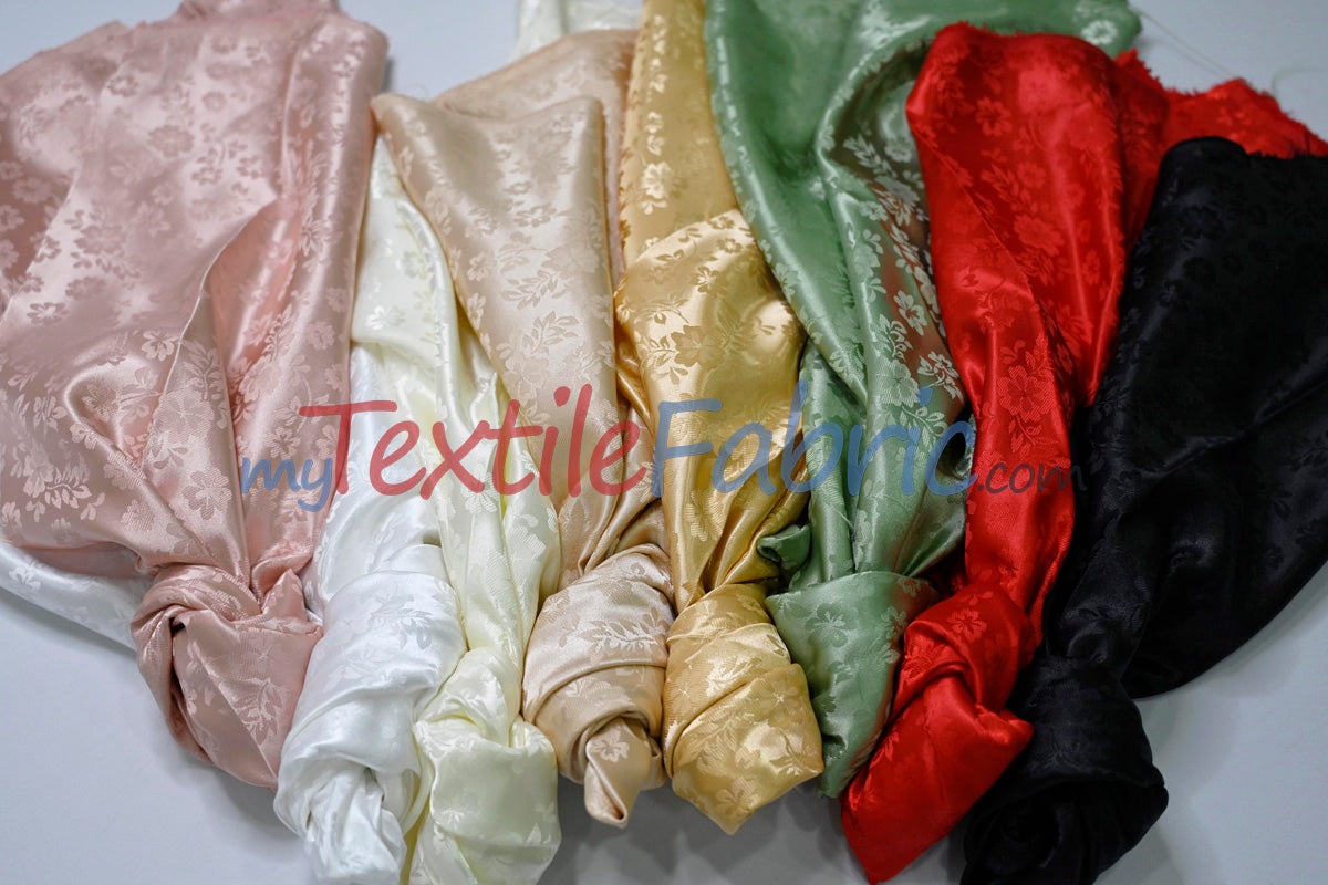Jasmine Jacquard Polyester Fabric - Floral Brocade, 60" Width (1 Yard)