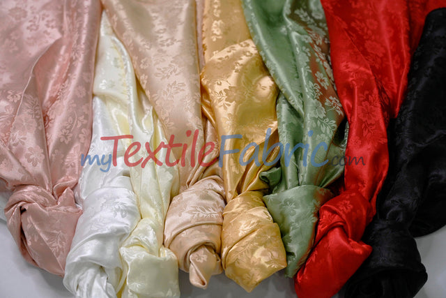 Jasmine Jacquard Polyester Fabric - Floral Brocade, 60" Width (1 Yard)