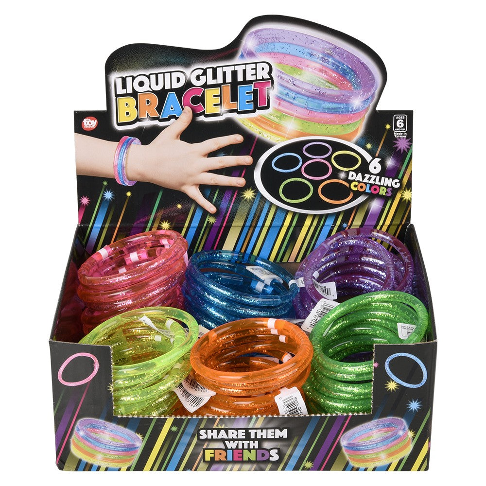 Liquid Glitter Bracelets 6" (72 Ct Display)