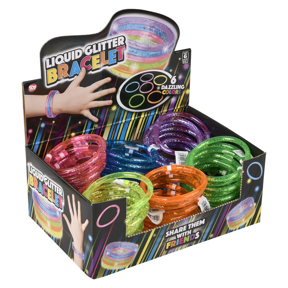 Liquid Glitter Bracelets 6" (72 Ct Display)