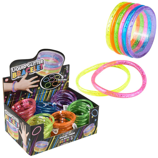 Liquid Glitter Bracelets 6" (72 Ct Display)