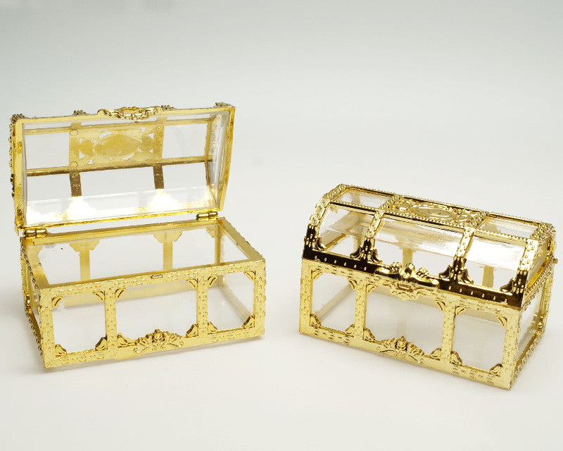 2.5" Gold Treasure Chest Gift Favor Box - Pack of 12